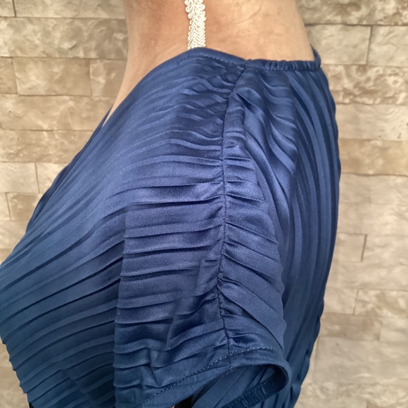 DKNY Blue Pleated Smocked-Waist Midi Dress - Picture 10 of 16